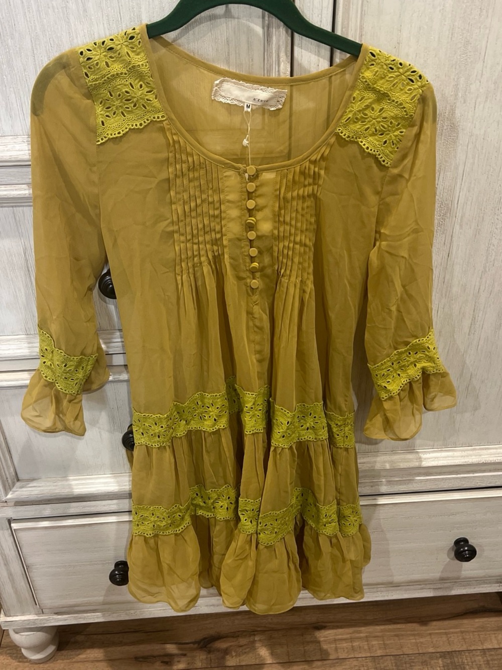 Mustard Yellow Boho Babydoll Dress & Slip